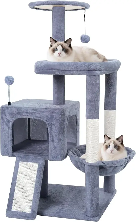 TWDEPART 37.5" All-in-One Cat Tree Tower with Scratching Board & Posts Cozy Sleeping Perch Hammock and Toy Balls,Grey
TWDEPART 37.5" All-in-One Cat Tree Tower with Scratching Board & Posts Cozy Sleeping Perch Hammock and Toy Balls,Grey