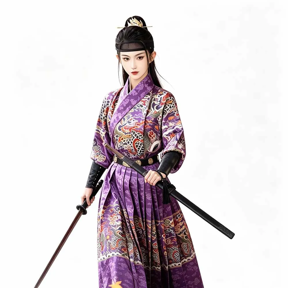 Purple Hanfu Robe for Women Traditional Chinese Ming Dynasty Green Print Hanfu Gown with Belt Bracers For Men Plus Size XL
Purple Hanfu Robe for Women Traditional Chinese Ming Dynasty Green Print Hanfu Gown with Belt Bracers For Men Plus Size XL