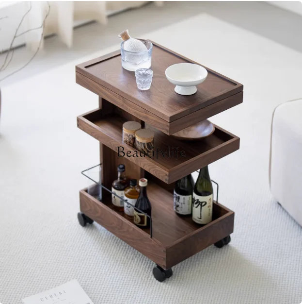 Black walnut trolley removable household simple solid wood small coffee table creative storage locker
Black walnut trolley removable household simple solid wood small coffee table creative storage locker