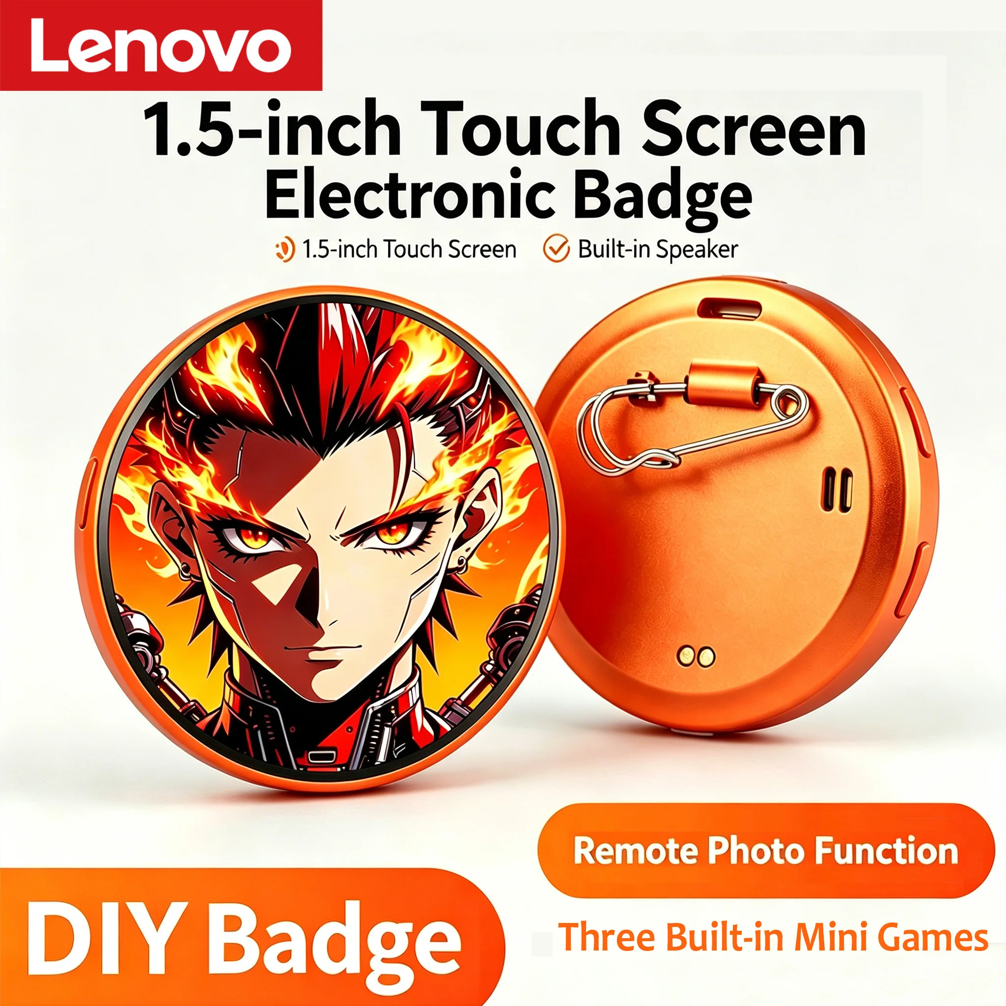Lenovo Smart Dynamic E-badge 1.5-inch Touchscreen Animated Brooch Transfer Photos GIFs Animations Videos for Otaku Fans Gift
Lenovo Smart Dynamic E-badge 1.5-inch Touchscreen Animated Brooch Transfer Photos GIFs Animations Videos for Otaku Fans Gift
