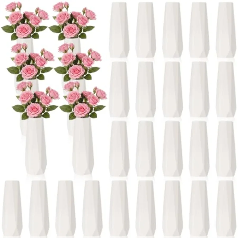 24 Pcs Composite Plastic Flower Vases Bulk, White Plastic Flower Vases for Centerpieces Unbreakable Bud Vase for Wedding Party
24 Pcs Composite Plastic Flower Vases Bulk, White Plastic Flower Vases for Centerpieces Unbreakable Bud Vase for Wedding Party