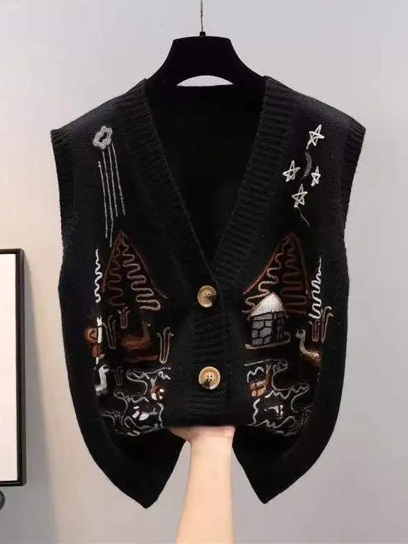 Autumn Early Knitted Sweater Women's Vest Cardigan Outerwear Top Large Brand Commute Style Button Warm Loose Fit V-Neck ...
Autumn Early Knitted Sweater Women's Vest Cardigan Outerwear Top Large Brand Commute Style Button Warm Loose Fit V-Neck ...