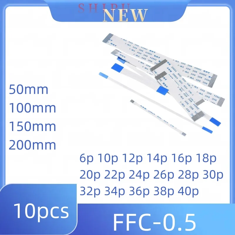 10pcs FFC-0.5-6P-50MM 6P10P12P14P16P18P20P22P24P28P30P32P34P36P38P40P50mm 100mm 150mm 200mm FFC Cable (Flexible Flat cable)
10pcs FFC-0.5-6P-50MM 6P10P12P14P16P18P20P22P24P28P30P32P34P36P38P40P50mm 100mm 150mm 200mm FFC Cable (Flexible Flat cable)