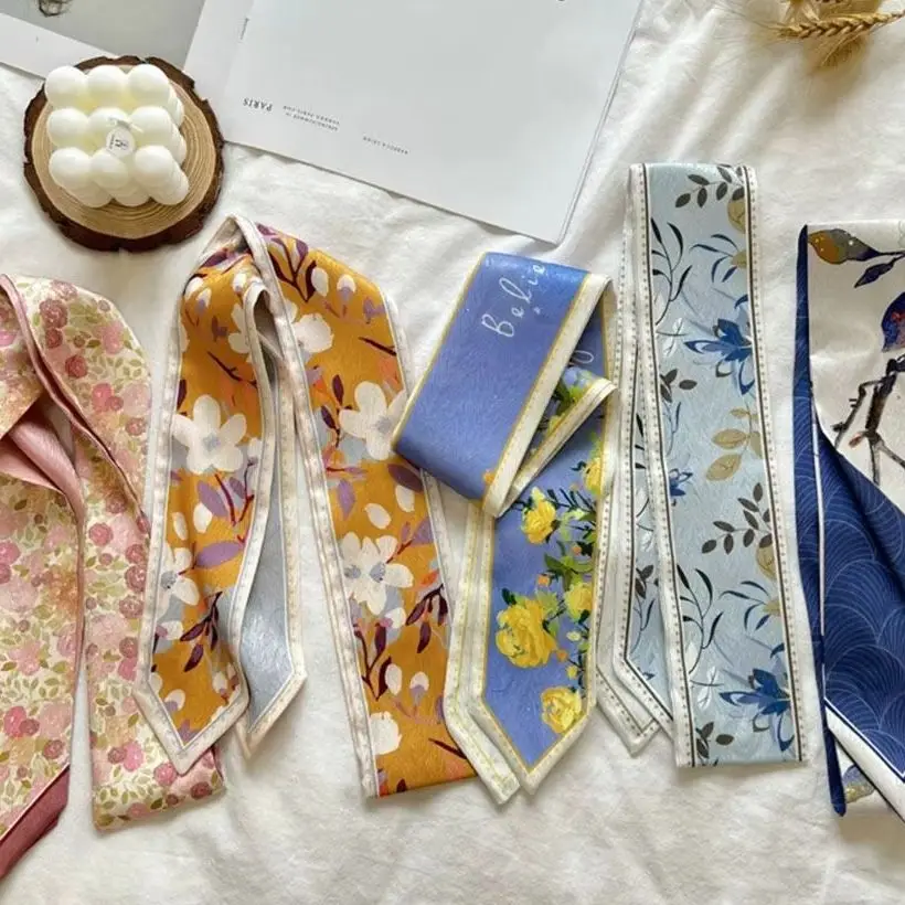 Summer Versatile Satin Silk Ribbon Scarf Fresh Floral Long Thin Hair Tie Narrow Fashion Accessory for Women Apparel Accessories
Summer Versatile Satin Silk Ribbon Scarf Fresh Floral Long Thin Hair Tie Narrow Fashion Accessory for Women Apparel Accessories