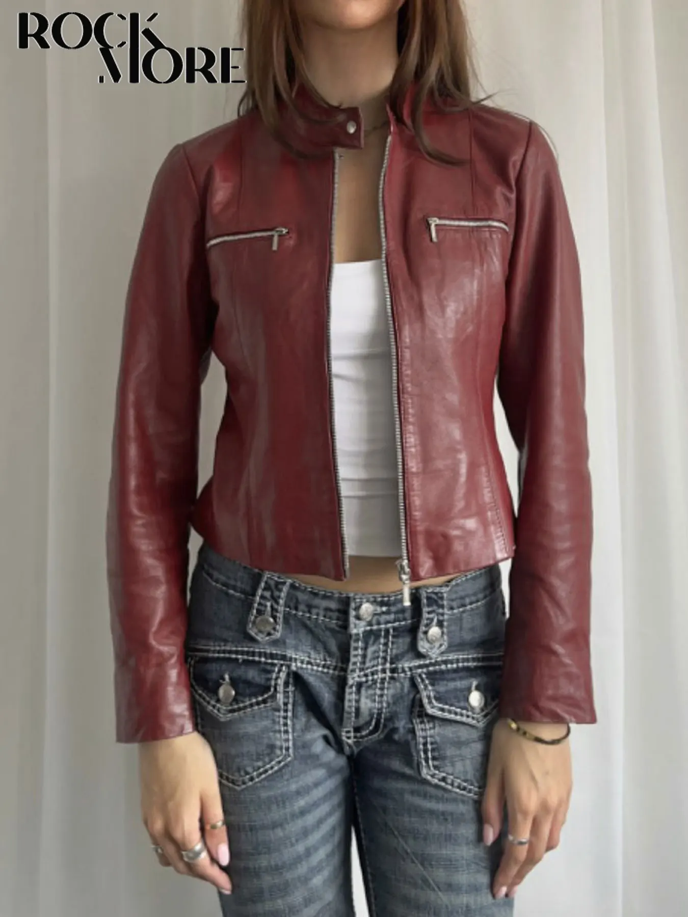 Rockmore Women's PU Leather Jackets Streetwear Basic Zipper Coats Autumn Vintage Solid Outerwear Y2k Clothes Aesthetic 90s Tops
Rockmore Women's PU Leather Jackets Streetwear Basic Zipper Coats Autumn Vintage Solid Outerwear Y2k Clothes Aesthetic 90s Tops