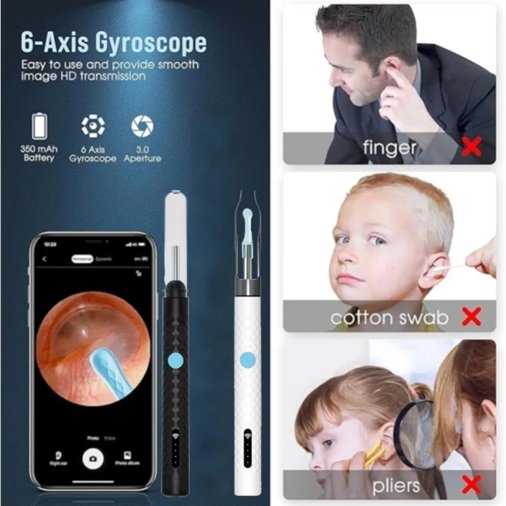 Портативный визуальный очиститель ушей, светодиодные фонари, зарядка через USB, ушные палочки, подключение Wi-Fi с камерой, отоскоп, эндоскоп, инструмент для чистки ушей
Портативный визуальный очиститель ушей, светодиодные фонари, зарядка через USB, ушные палочки, подключение Wi-Fi с камерой, отоскоп, эндоскоп, инструмент для чистки ушей