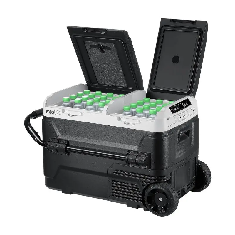 12 Volt Portable Refrigerator, 45 Quart Dual Zone Car Freezer, Independent Temp Control, 43L Compressor Fridge, Wheels
12 Volt Portable Refrigerator, 45 Quart Dual Zone Car Freezer, Independent Temp Control, 43L Compressor Fridge, Wheels