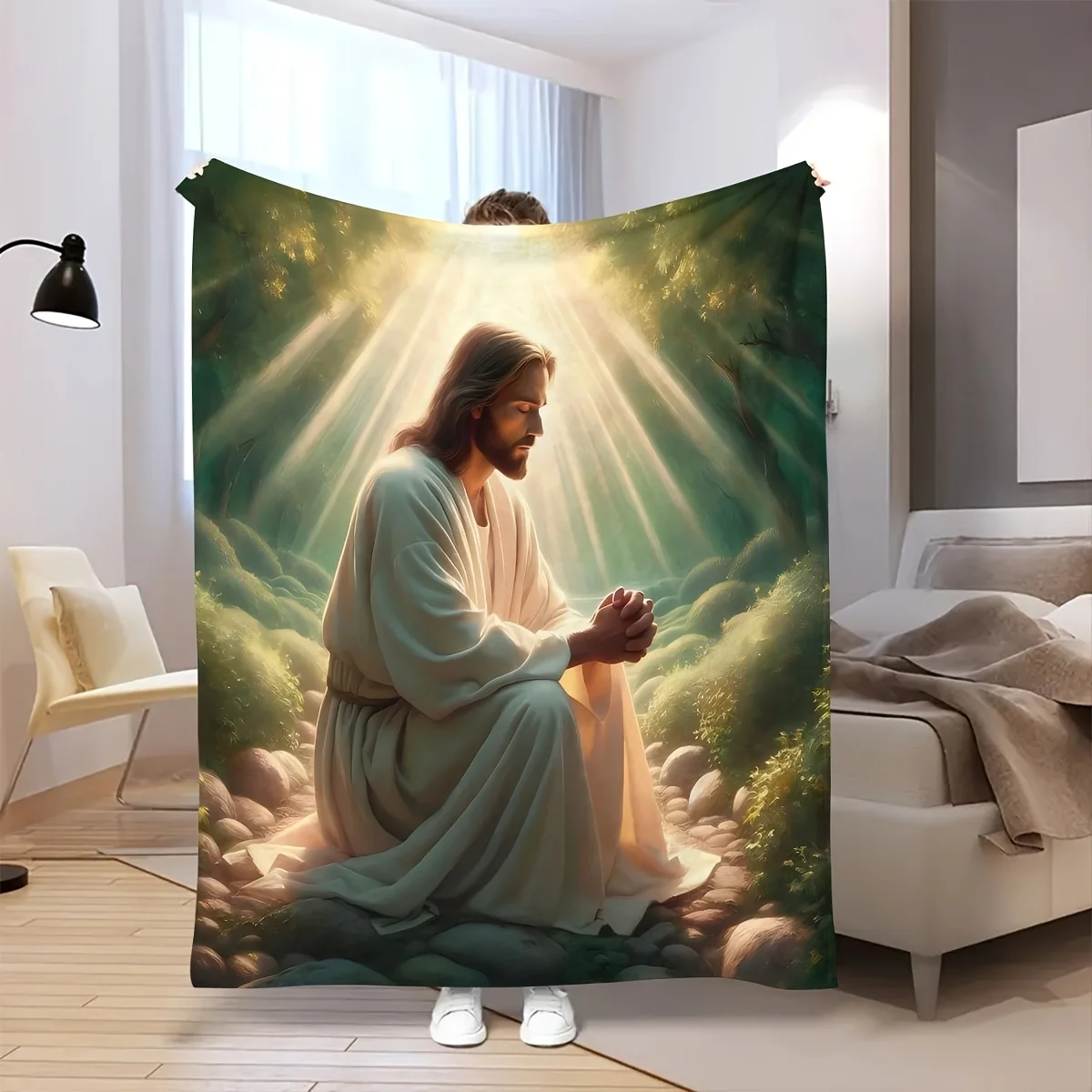 1 X White Robe Jesus Print Flannel Blanket, Soft And Warm Blanket - Suitable for Sofa, Office Chair, Bed, Outdoor Camping
1 X White Robe Jesus Print Flannel Blanket, Soft And Warm Blanket - Suitable for Sofa, Office Chair, Bed, Outdoor Camping