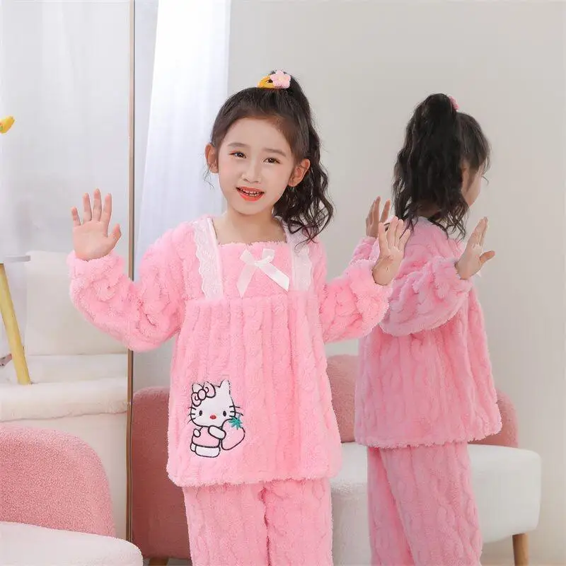 Sanrio Hello Kitty Kuromi Kids Flannel Pajamas Set Women Pajama Winter Thickened Coral Fleece Homewear Kids Sleepwear Kawaii
Sanrio Hello Kitty Kuromi Kids Flannel Pajamas Set Women Pajama Winter Thickened Coral Fleece Homewear Kids Sleepwear Kawaii