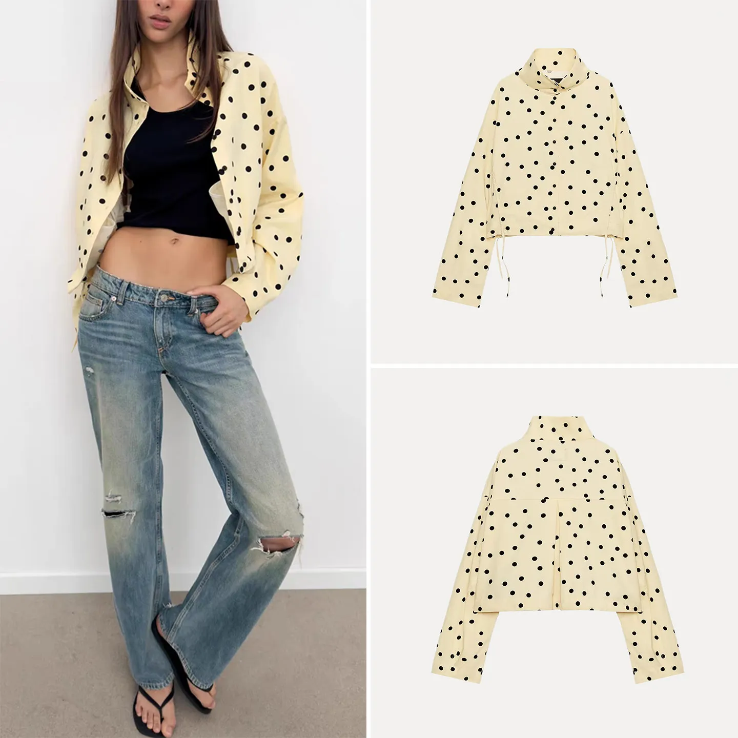 Women's Summer 2026 Polka Dot Drawstring Long Sleeve High Collar Pleated Outerwear Standard Fit Commute Style ZADATA Brand
Women's Summer 2026 Polka Dot Drawstring Long Sleeve High Collar Pleated Outerwear Standard Fit Commute Style ZADATA Brand