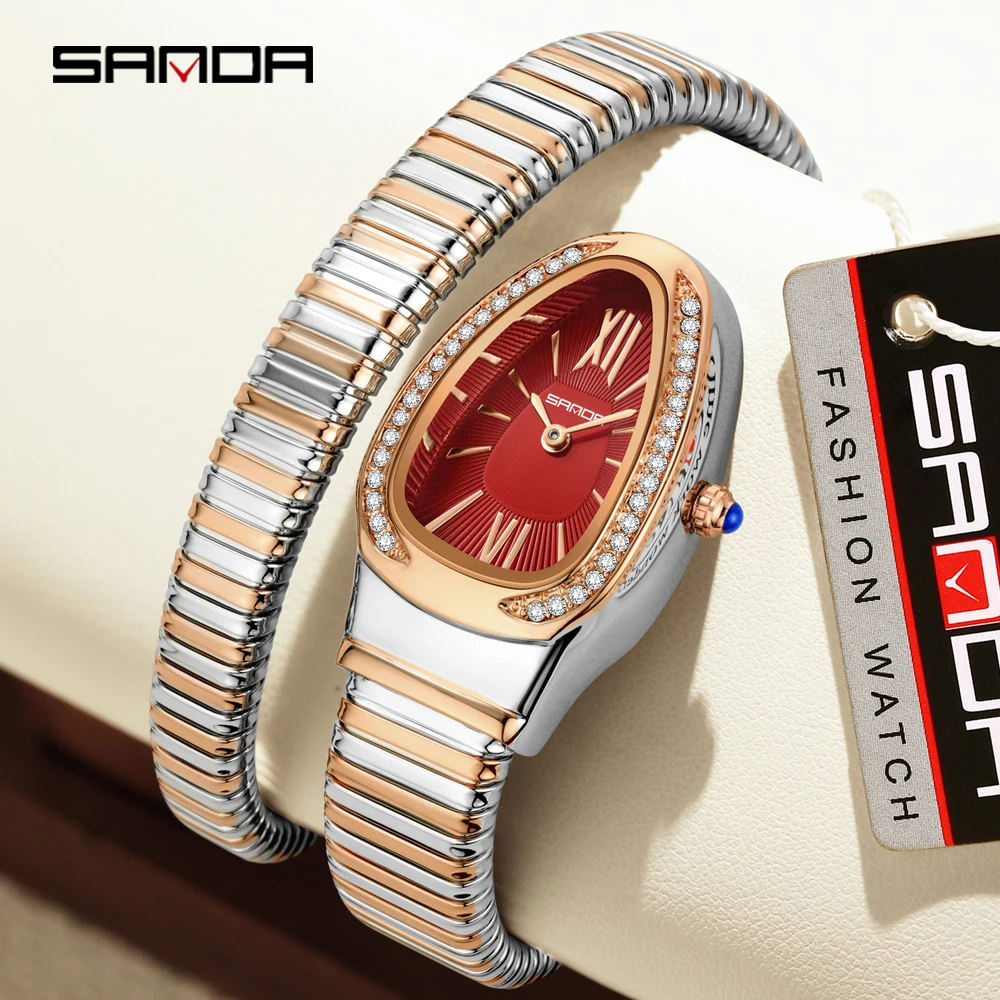 SANDA's New 1151 Luxury Women's Quartz Watch Snake Shaped Diamond inlaid High-end Women's Watch Retro Light Luxury Quartz Watch
SANDA's New 1151 Luxury Women's Quartz Watch Snake Shaped Diamond inlaid High-end Women's Watch Retro Light Luxury Quartz Watch