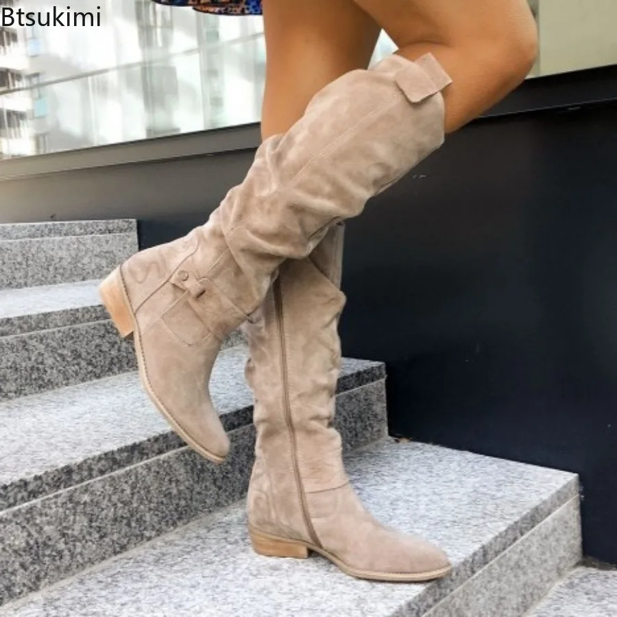 New 2025 Women's Autumn Winter Long Boots Round Toe Low Heel Side Zipper Suede High Barrel Women's Knight Boots Platform Shoes
New 2025 Women's Autumn Winter Long Boots Round Toe Low Heel Side Zipper Suede High Barrel Women's Knight Boots Platform Shoes