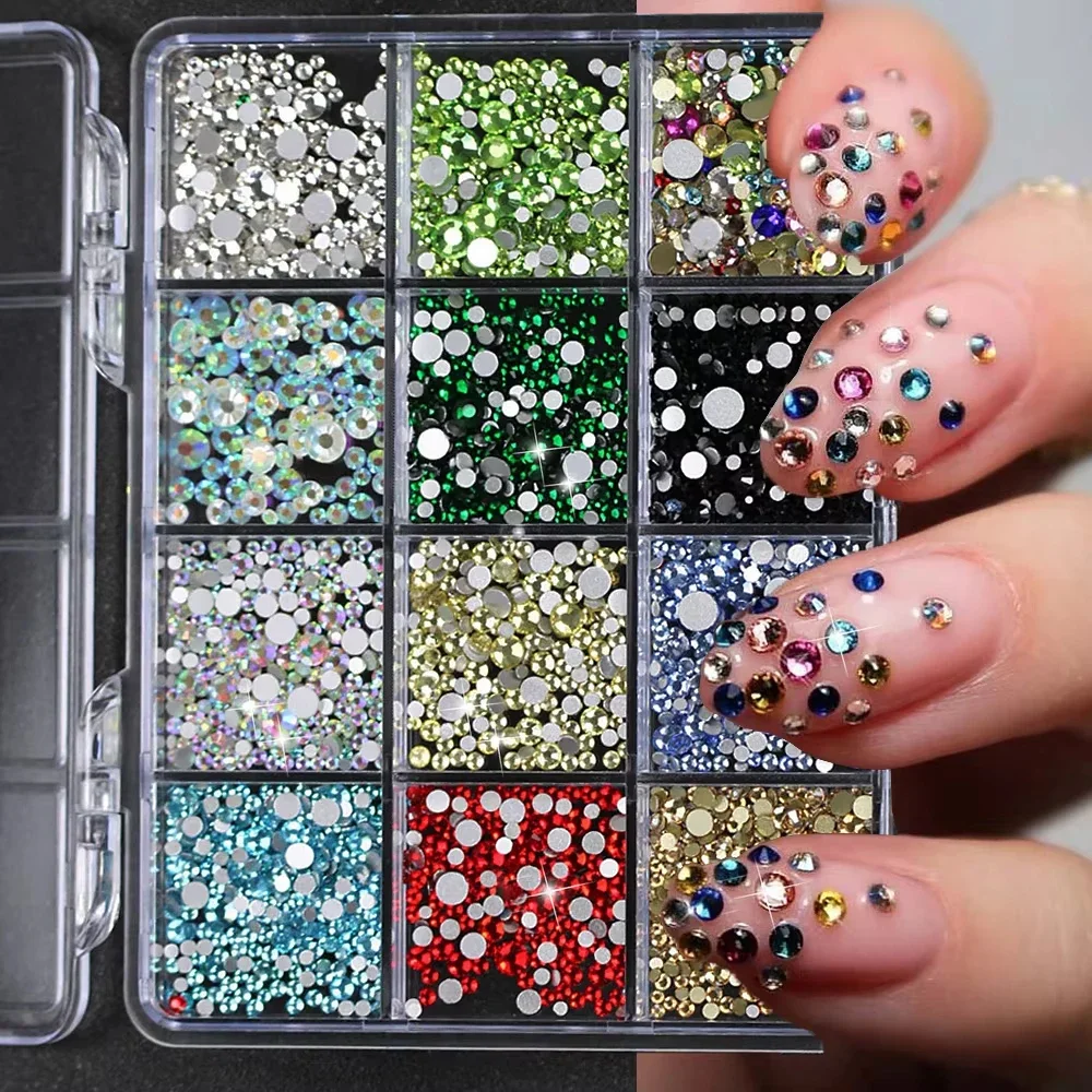 12Grids/1Box Sparkling Colorful Rhinestones Nail Charms 1-5mm Mixed Mini AB/Red Color Crystal Flatback Gems Versatile Decor Part
12Grids/1Box Sparkling Colorful Rhinestones Nail Charms 1-5mm Mixed Mini AB/Red Color Crystal Flatback Gems Versatile Decor Part