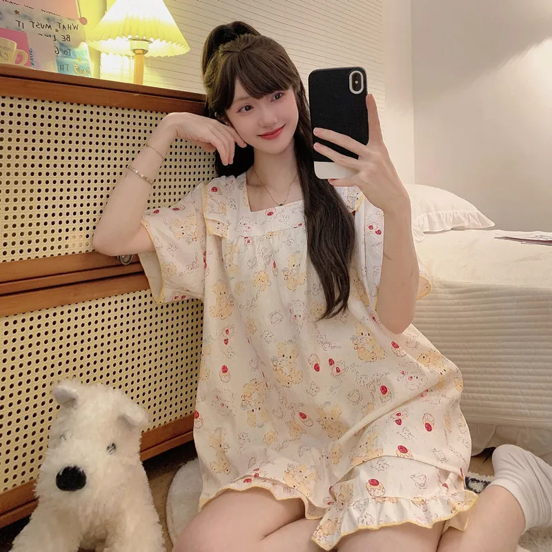 Женская пижама больших размеров с рисунком Sweet Sle 6XL, которую можно выбрать верхнюю одежду, летний топ с короткими рукавами и шорты, костюм Cloud, хлопковая домашняя одежда
Женская пижама больших размеров с рисунком Sweet Sle 6XL, которую можно выбрать верхнюю одежду, летний топ с короткими рукавами и шорты, костюм Cloud, хлопковая домашняя одежда