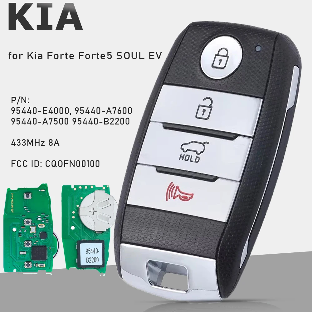 KEYECU 95440-E4000, 95440-A7600 , 95440-A7500 95440-B2200 433MHz 8A Smart Remote Key for Kia Forte Forte5 SOUL EV CQOFN00100
KEYECU 95440-E4000, 95440-A7600 , 95440-A7500 95440-B2200 433MHz 8A Smart Remote Key for Kia Forte Forte5 SOUL EV CQOFN00100