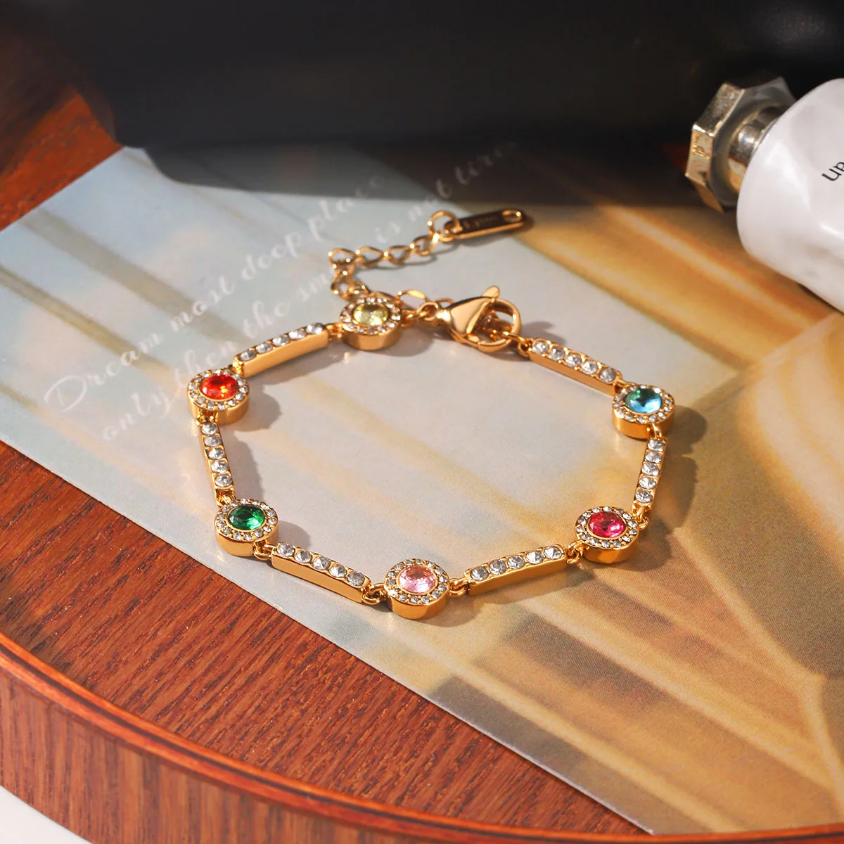 Colorful Round CZ Tennis Bracelet PVD Gold Plated Stainless Steel For Women's Adjustable Jewelry Tendance 2026 Accessories
Colorful Round CZ Tennis Bracelet PVD Gold Plated Stainless Steel For Women's Adjustable Jewelry Tendance 2026 Accessories