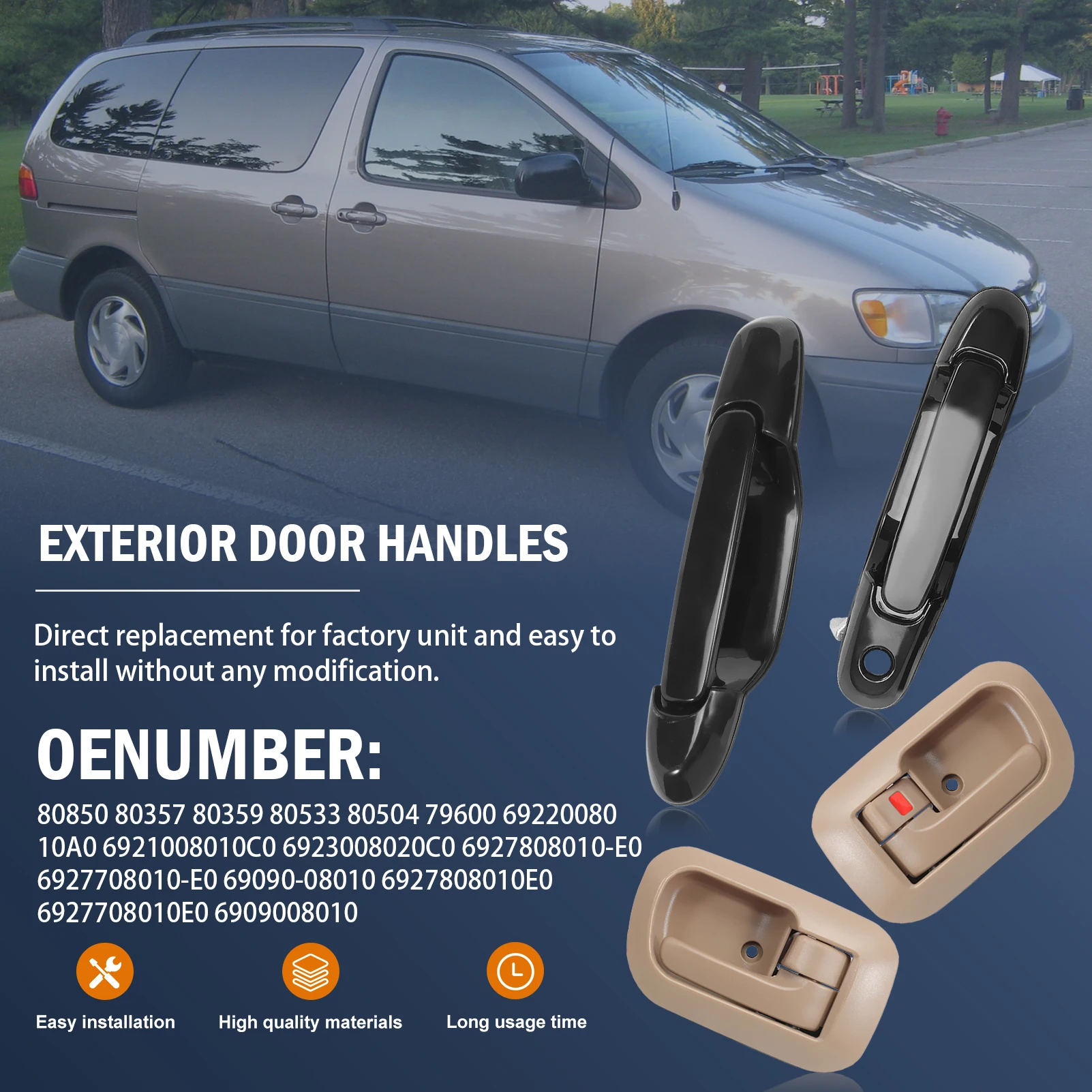 Exterior Interior Door Handle Front Rear Left Driver Right Passenger Side For Sienna 1998-2003 Replaces 80850 80357 80359
Exterior Interior Door Handle Front Rear Left Driver Right Passenger Side For Sienna 1998-2003 Replaces 80850 80357 80359