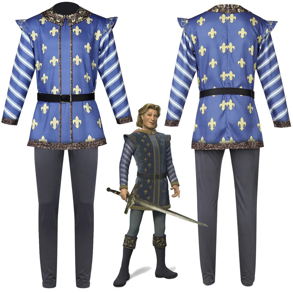 Monster Shrek Cosplay Costume Prince Charming Uniform Blue Medieval Prince Outfit Carnival Party Animation Coser Costume
Monster Shrek Cosplay Costume Prince Charming Uniform Blue Medieval Prince Outfit Carnival Party Animation Coser Costume
