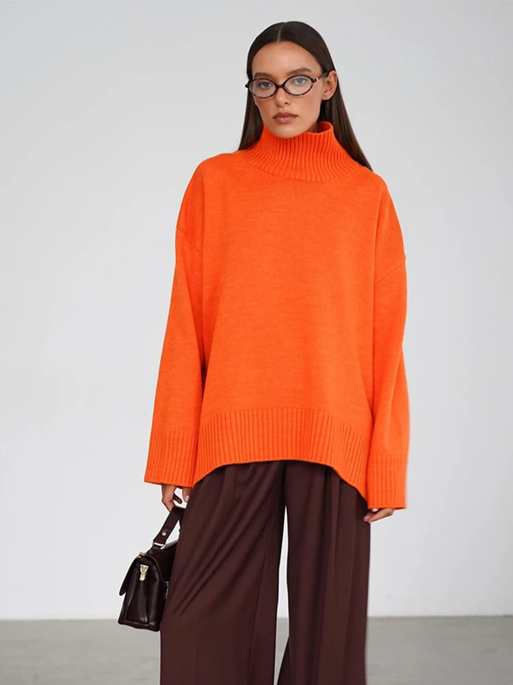 Solid Knitted High Collar Pullover Women Casual Full Sleeve Loose Daily Sweater 2025 Female Classic Street Sweaters New Autumn
Solid Knitted High Collar Pullover Women Casual Full Sleeve Loose Daily Sweater 2025 Female Classic Street Sweaters New Autumn