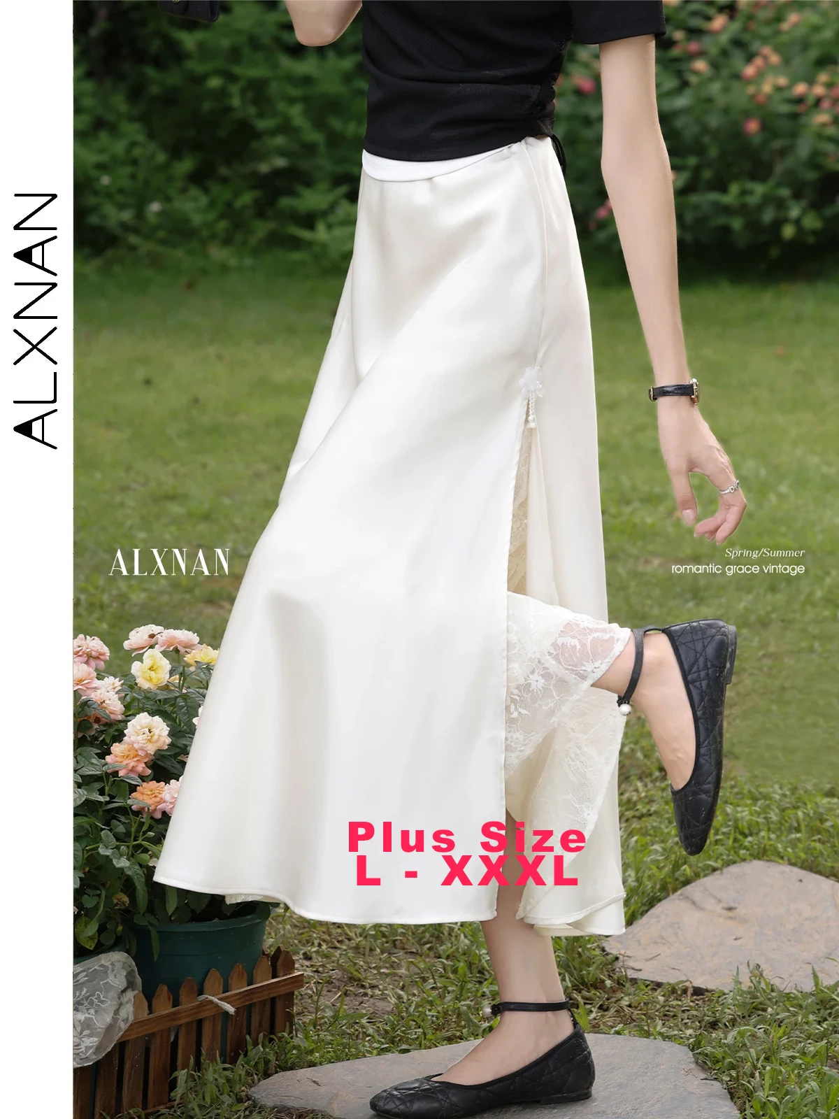 ALXNAN Plus Size Women's Long Skirt Elegant Lace Patchwork A-line Skirt 2025 Summer Satin Holiday Casual Ladies Clothing D10733
ALXNAN Plus Size Women's Long Skirt Elegant Lace Patchwork A-line Skirt 2025 Summer Satin Holiday Casual Ladies Clothing D10733