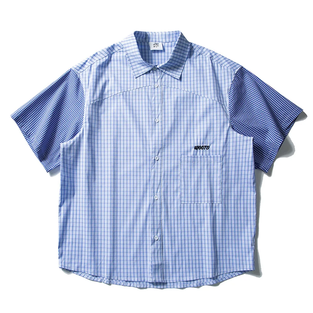 Summer Plaid Splice Shirt Men Japanese Streetwear Cityboy Fashion Loose Casual Short Sleeve Shirts Blouses
Summer Plaid Splice Shirt Men Japanese Streetwear Cityboy Fashion Loose Casual Short Sleeve Shirts Blouses