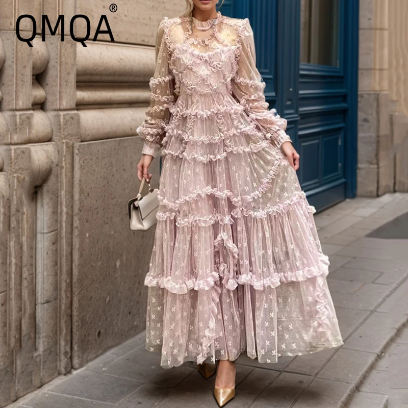 QMQA модное женское однотонное элегантное лоскутное длинное платье со складками и воротником-стойкой, длинным рукавом и высокой талией, шикарные сетчатые платья женские 1A726
QMQA модное женское однотонное элегантное лоскутное длинное платье со складками и воротником-стойкой, длинным рукавом и высокой талией, шикарные сетчатые платья женские 1A726