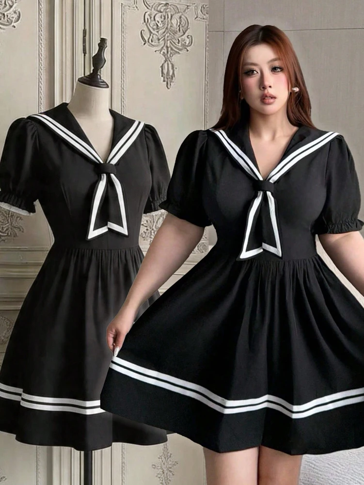 Plus-Size Princess-Style Summer Dress for Girls | Fashionable Preppy-Style Midi Skirt | Short Sleeves | A-Line Cut | Polyester
Plus-Size Princess-Style Summer Dress for Girls | Fashionable Preppy-Style Midi Skirt | Short Sleeves | A-Line Cut | Polyester