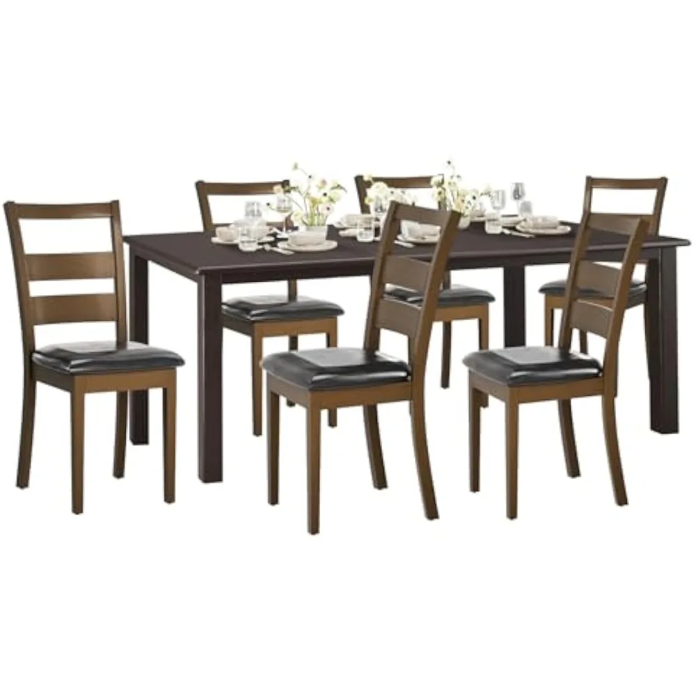 Rectangle Wooden Dining Room Table Set for 6, Mid Century Modern Kitchen Table and PU Leather High Back Dining Room Chair for H
Rectangle Wooden Dining Room Table Set for 6, Mid Century Modern Kitchen Table and PU Leather High Back Dining Room Chair for H