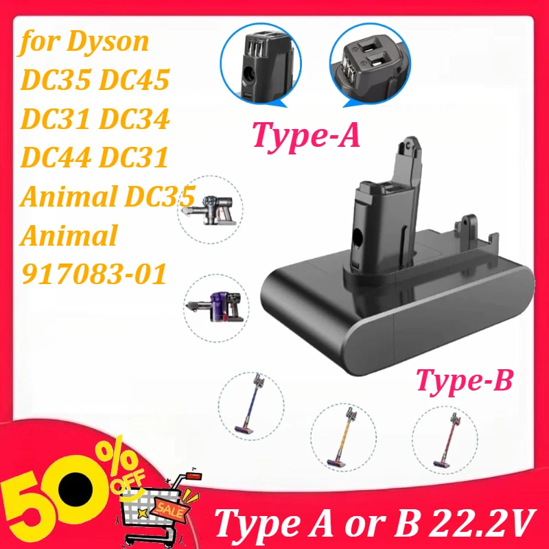 Type A or B 22.2V Vacuum Cleaner Rechargeable Battery for Dyson DC35 DC45 DC31 DC34 DC44 DC31 Animal DC35 Animal 917083-01
Type A or B 22.2V Vacuum Cleaner Rechargeable Battery for Dyson DC35 DC45 DC31 DC34 DC44 DC31 Animal DC35 Animal 917083-01