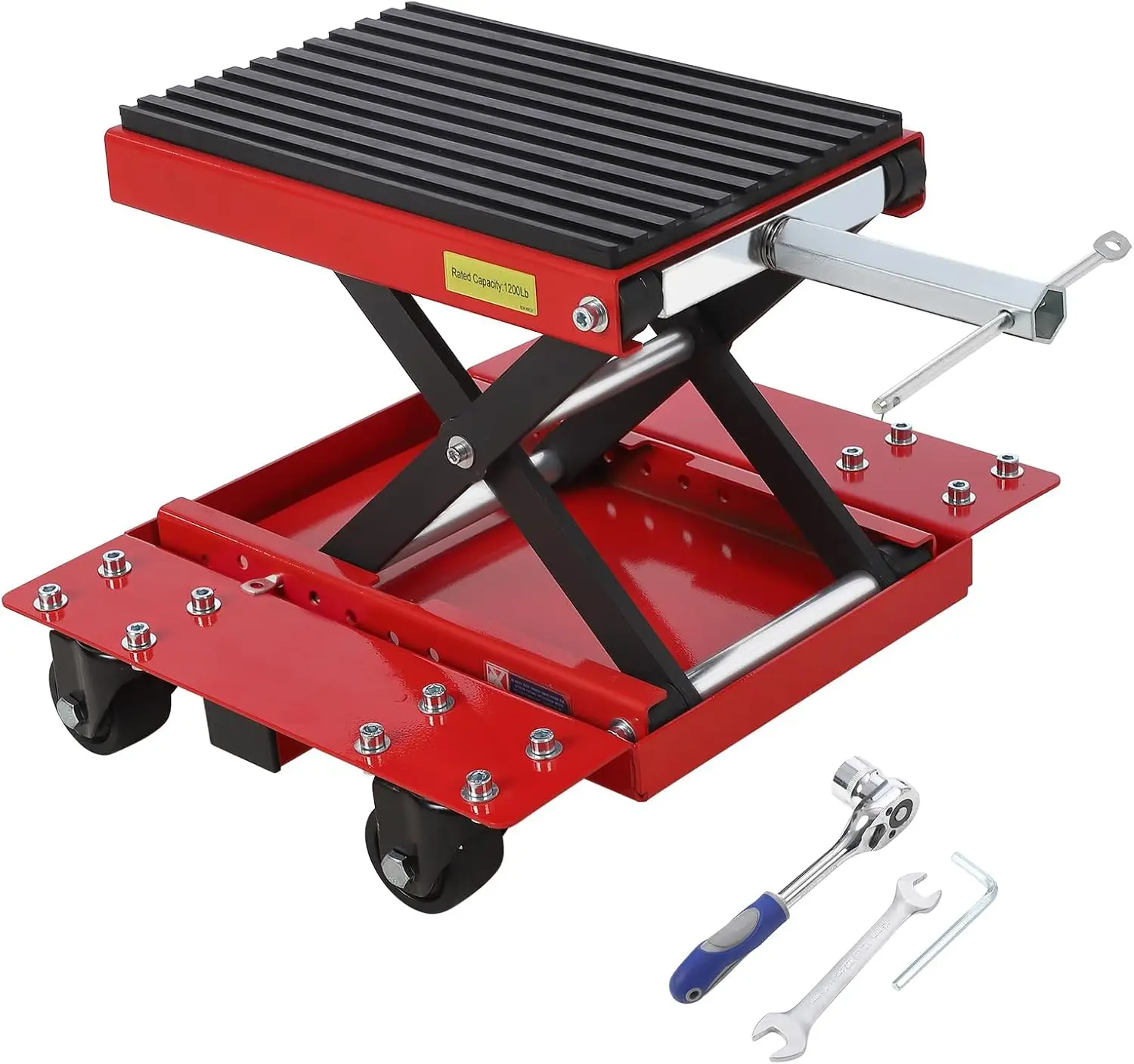 Motorcycle Lift Jack 1200 LBS Capacity Hydraulic Scissor Lift Table with Dolly & Ratchet Wrench Mobile Motorcycle Stand for Dirt
Motorcycle Lift Jack 1200 LBS Capacity Hydraulic Scissor Lift Table with Dolly & Ratchet Wrench Mobile Motorcycle Stand for Dirt