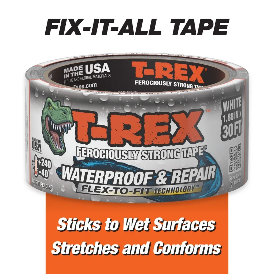 Ferociously Strong White Waterproof and Repair Tape 1.88 in x 10 yd Ideal for Outdoor Gear Repairs Automotive Fixes Plumbing Le
Ferociously Strong White Waterproof and Repair Tape 1.88 in x 10 yd Ideal for Outdoor Gear Repairs Automotive Fixes Plumbing Le
