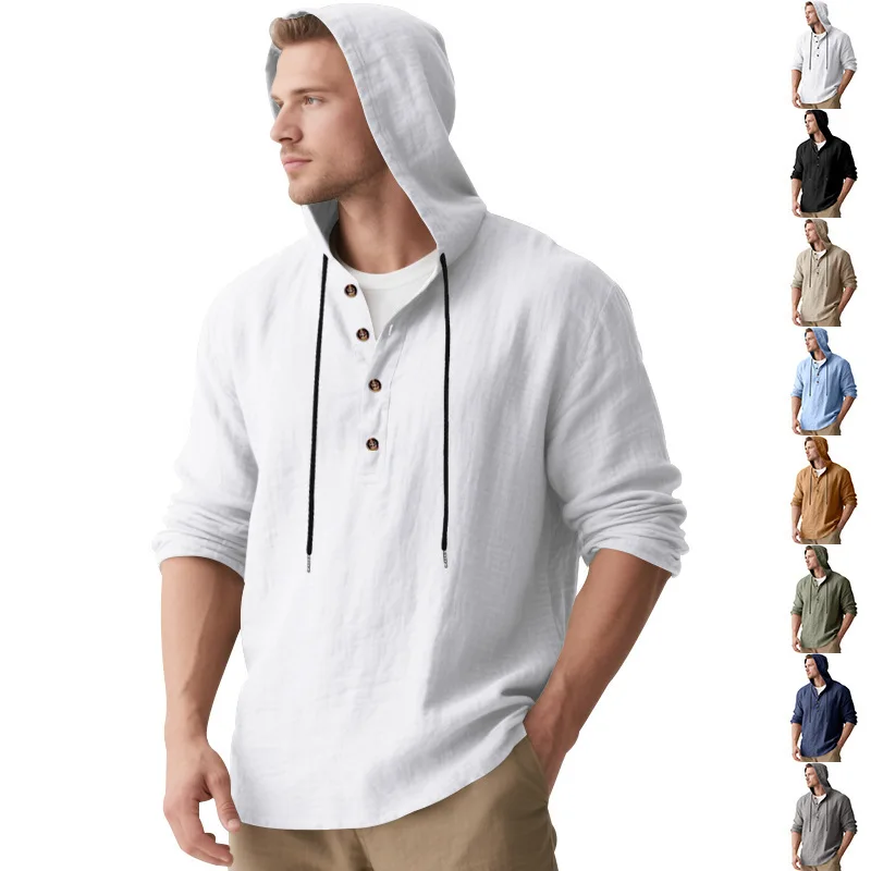 Loose Fit Men's Long Sleeve Linen Shirt Hoodie Casual T-Shirt Spring Autumn New Style Chinese Brand Unisex Color
Loose Fit Men's Long Sleeve Linen Shirt Hoodie Casual T-Shirt Spring Autumn New Style Chinese Brand Unisex Color