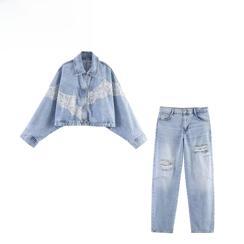 Fashionable Denim Jacket And Pants Set Women's Short Jacket Long Sleeve Collar Spring Season Casual Wear Chinese Brand
Fashionable Denim Jacket And Pants Set Women's Short Jacket Long Sleeve Collar Spring Season Casual Wear Chinese Brand