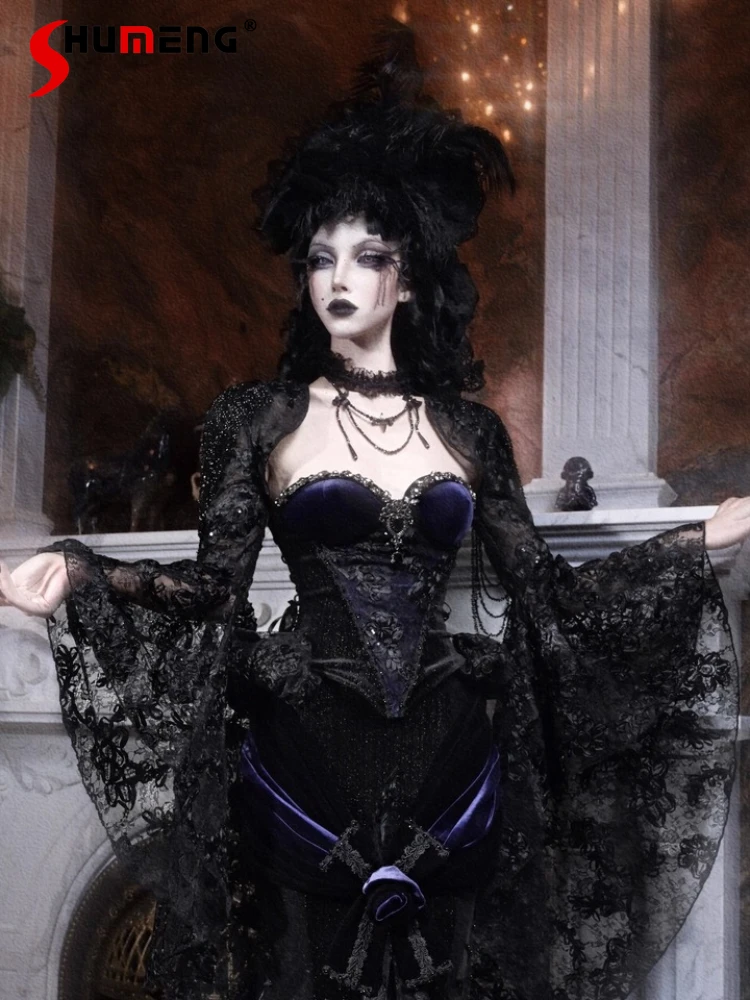 Halloween Cos Cardigan Original Design Black Gothic Dark Lace Heavy Industry Short Cardigan Jacket Autumn Women Elegant Jackets
Halloween Cos Cardigan Original Design Black Gothic Dark Lace Heavy Industry Short Cardigan Jacket Autumn Women Elegant Jackets