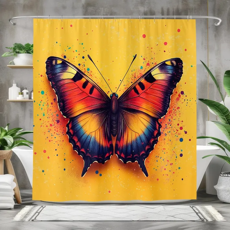 Butterfly Shower Curtain Vibrant Boho Pop Art Bathroom, Bold Orange Yellow Wall Accent, Waterproof Polyester Fabric Bath Decor
Butterfly Shower Curtain Vibrant Boho Pop Art Bathroom, Bold Orange Yellow Wall Accent, Waterproof Polyester Fabric Bath Decor