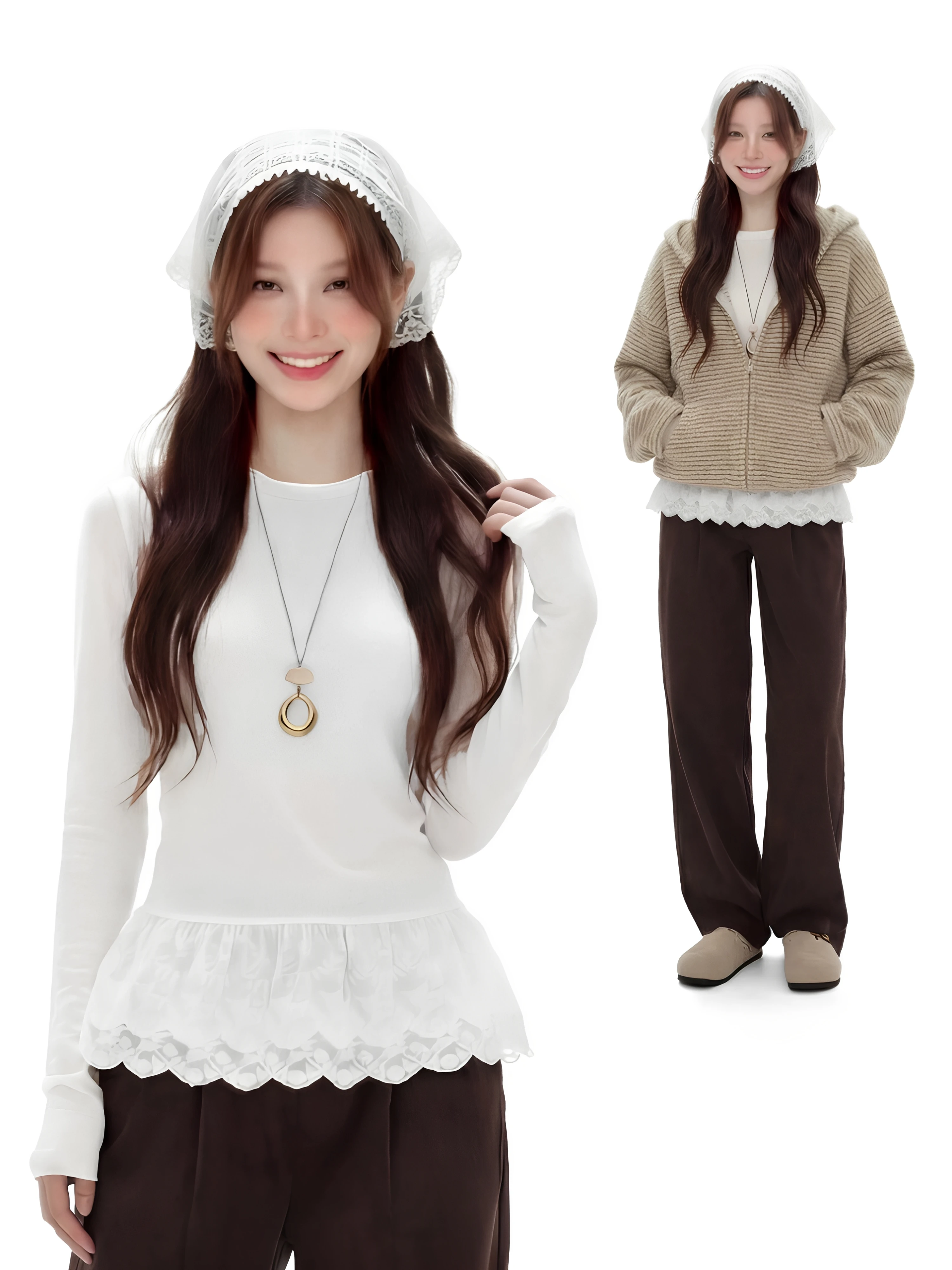 Spring Ballet Lace Trim Long Sleeve 95 Cotton Women's T-shirt plus Size Layering Base Shirt Top Simple Style Pure Color
Spring Ballet Lace Trim Long Sleeve 95 Cotton Women's T-shirt plus Size Layering Base Shirt Top Simple Style Pure Color