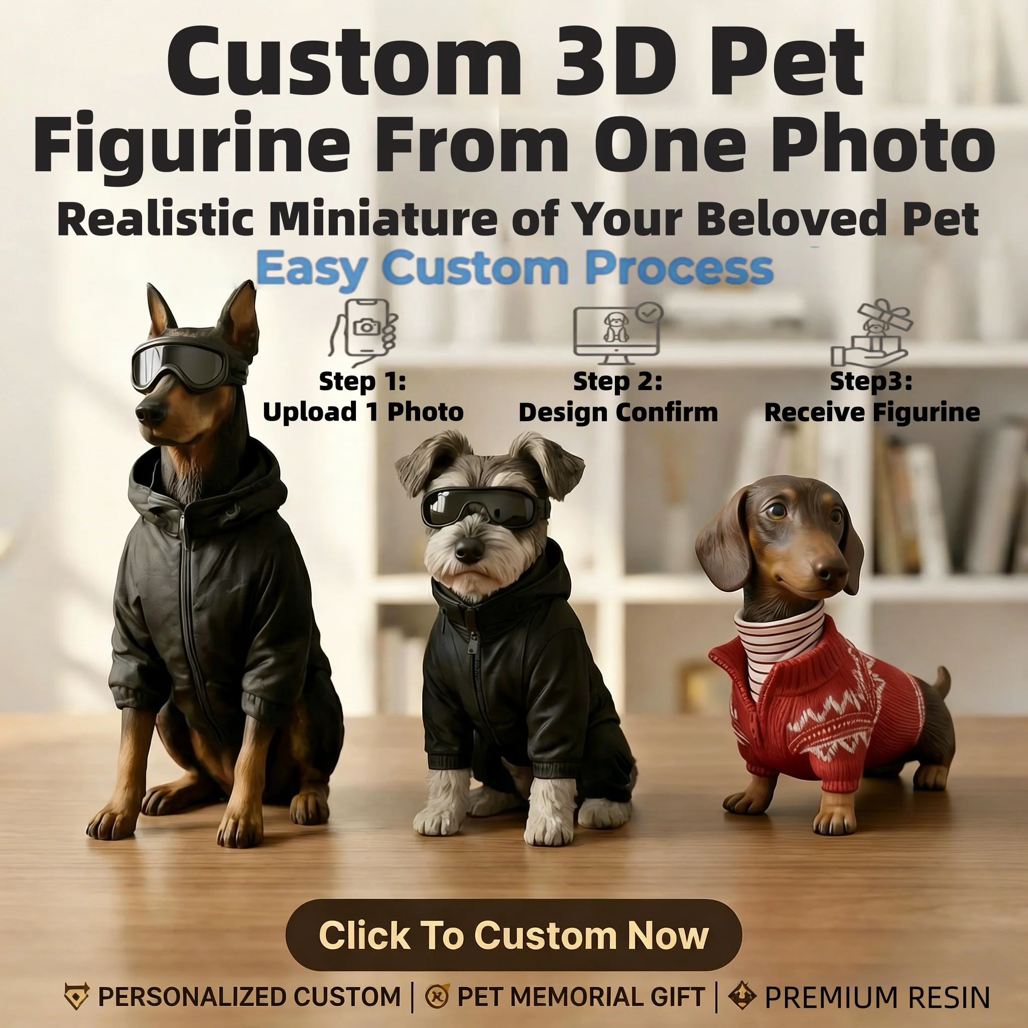 Custom 3D Pet Figure from Single Photo, Resin Pet Custom Figurine, Dog Cat Memorial Ornament for Car Interior & Home Decor
Custom 3D Pet Figure from Single Photo, Resin Pet Custom Figurine, Dog Cat Memorial Ornament for Car Interior & Home Decor