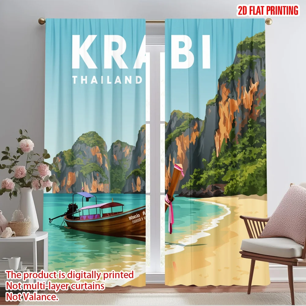 2pcs 2D flat printing Curtains Krabi Thailand Limestone Cliffs Boat Polyester Without Electricity Seasonal Party & Holiday Decor
2pcs 2D flat printing Curtains Krabi Thailand Limestone Cliffs Boat Polyester Without Electricity Seasonal Party & Holiday Decor