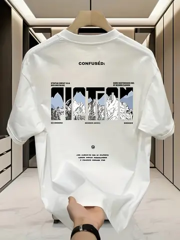 New Men's Luxury 250g 100% Pure Cotton T-Shirt, Summer Fashion Casual Breathable Short-Sleeve Shirt for Men and Women