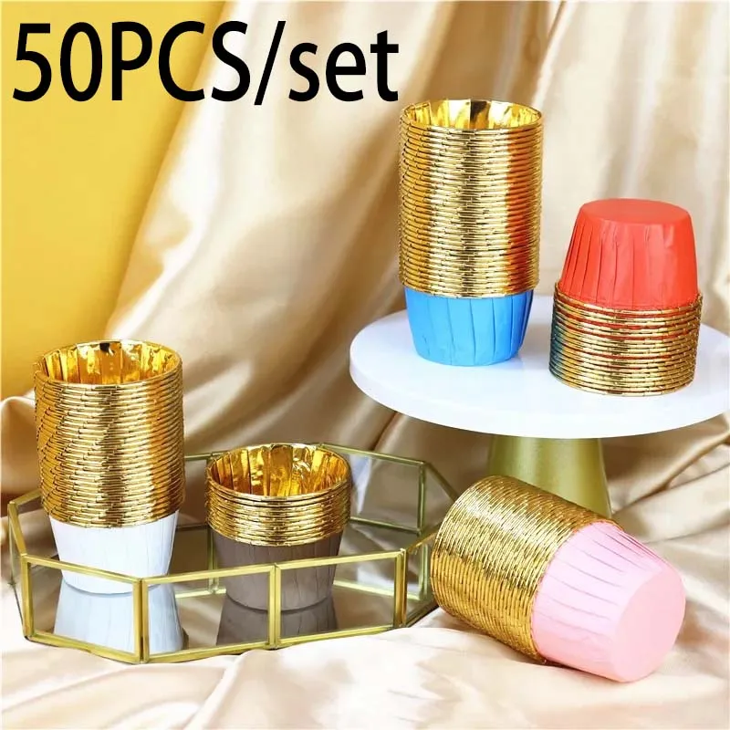 50Pcs/set Muffin Cupcake Liner Paper Cups Gold Cake Wrappers Baking Cup DIY Cake Paper Cups Pastry Tools Party Supplies
50Pcs/set Muffin Cupcake Liner Paper Cups Gold Cake Wrappers Baking Cup DIY Cake Paper Cups Pastry Tools Party Supplies