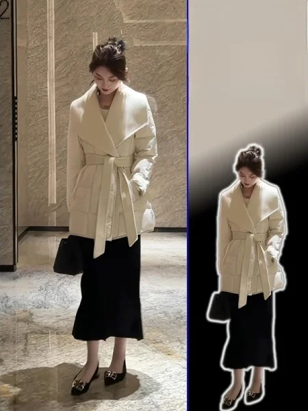 Женское хлопковое пальто больших размеров, утепленное, весеннее, модный дизайн, с поясом на талии, белое, для полных женщин
Женское хлопковое пальто больших размеров, утепленное, весеннее, модный дизайн, с поясом на талии, белое, для полных женщин