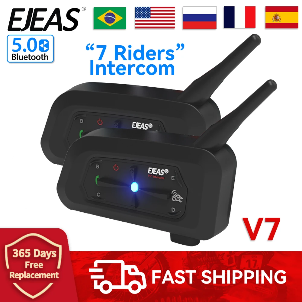 EJEAS V7 Bluetooth Motorcycle Headset Waterproof Helmet Headset Noise Reduction Full Duplex Earphones Long Standby for 7 Riders
EJEAS V7 Bluetooth Motorcycle Headset Waterproof Helmet Headset Noise Reduction Full Duplex Earphones Long Standby for 7 Riders