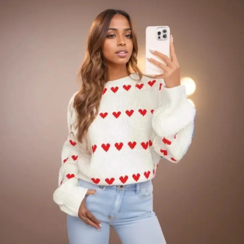 Fashion Love Knitted Sweaters Autumn and Winter Women's Pullovers New O-neck Long Sleeve Sweater Pullover for Woman's Clothing
Fashion Love Knitted Sweaters Autumn and Winter Women's Pullovers New O-neck Long Sleeve Sweater Pullover for Woman's Clothing