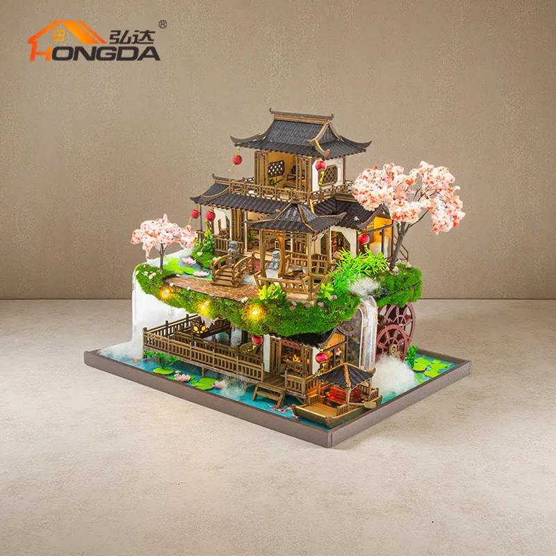 Diy 3D Wooden Puzzle Chinese Style Big Retro Villa Handmade Miniature Landscape Garden Model Water Wheel night Light doll house
Diy 3D Wooden Puzzle Chinese Style Big Retro Villa Handmade Miniature Landscape Garden Model Water Wheel night Light doll house