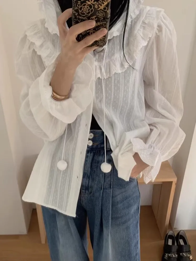 White Hooded Shirt For Women Casual Single Breasted Splicing Fungus Edge Loose Blouse Spring Summer 2025 New Chic Solid Shirts
White Hooded Shirt For Women Casual Single Breasted Splicing Fungus Edge Loose Blouse Spring Summer 2025 New Chic Solid Shirts