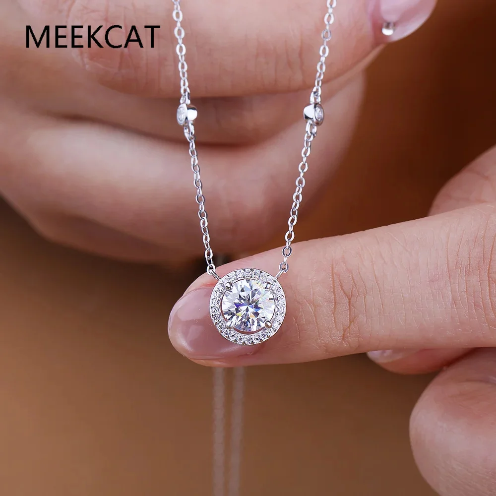 1/2/3CT Moissanite Necklaces for Women 925 Sterling Silver Round Halo Lab Diamond Pendant NeckChain Female Jewelry Choker Gift
1/2/3CT Moissanite Necklaces for Women 925 Sterling Silver Round Halo Lab Diamond Pendant NeckChain Female Jewelry Choker Gift