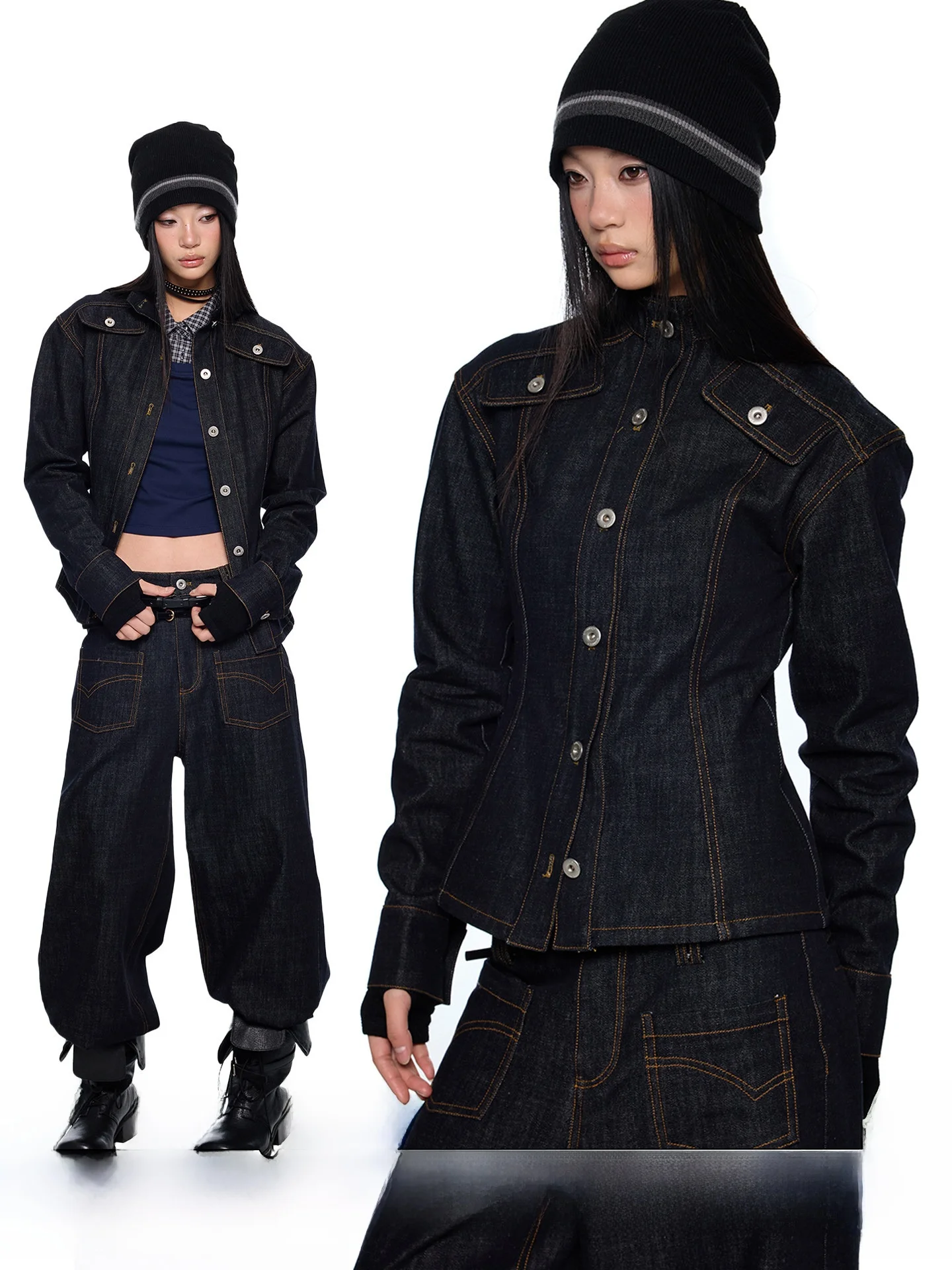EZEK Original Jeans Waist-Cinching Jacket Women's Casual Retro Style Spring New Short Jeans Set Loose Fit Long Sleeve Zipper
EZEK Original Jeans Waist-Cinching Jacket Women's Casual Retro Style Spring New Short Jeans Set Loose Fit Long Sleeve Zipper