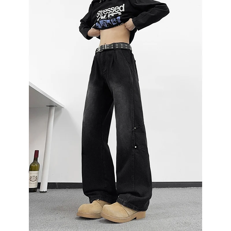 Vintage Men's Black Washed Jeans Rivet Detail Wide Leg Baggy Fit Streetwear Casual Premium Denim Pants
Vintage Men's Black Washed Jeans Rivet Detail Wide Leg Baggy Fit Streetwear Casual Premium Denim Pants