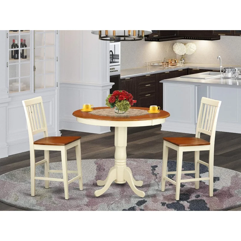 East West Furniture JAVN3-WHI-W столовый набор из 3 предметов высотой для небольших помещений содержит круглый обеденный стол с педами
East West Furniture JAVN3-WHI-W столовый набор из 3 предметов высотой для небольших помещений содержит круглый обеденный стол с педами