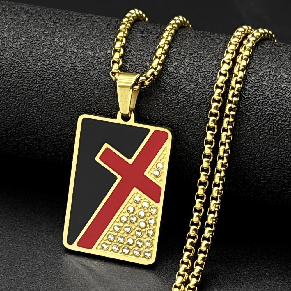 Black Red Enamel Cross Pendant Necklace For Women Men Stainless Steel Gold Color Christian Rhinestones Chain Faith Jewelry Gift
Black Red Enamel Cross Pendant Necklace For Women Men Stainless Steel Gold Color Christian Rhinestones Chain Faith Jewelry Gift